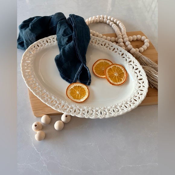 Godinger Regal Cream Pierced Oval Platter | Porcelain Statement Serveware | 14” - Picture 4 of 17